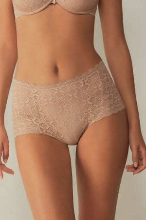 Orange Beige Intimissimi Lace High Waist Hipster Women Briefs | A2wwvD3p