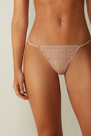 Orange Beige Intimissimi Lace String Women Thong | lKx25l8j