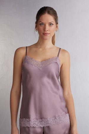 Pink Intimissimi Lace And Silk Women Tank Top | iURweCA7