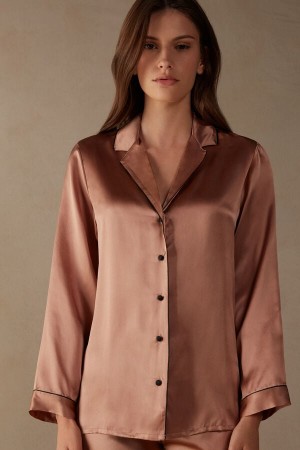 Pink Intimissimi Mannish-Cut In Silk Satin Women Jacket | 4H2etH9a