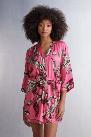 Pink Intimissimi Sweet Like Sugar Viscose Satin Kimono Women Pajamas | Qbvltm0K