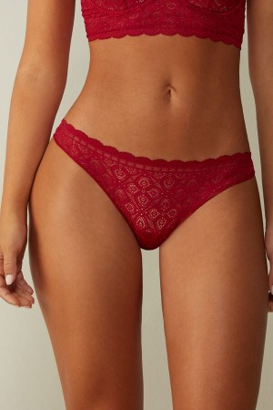 Red Intimissimi Lace And Microfiberzilian Women Briefs | klxzqfW8