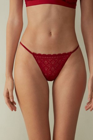 Red Intimissimi Lace String Women Thong | 2wwuDUS6