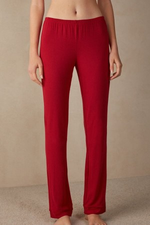 Red Intimissimi Long Micromodal Women Pajamas | QCyUUrgl