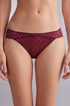 Red Intimissimi Low Rise Lace Women Panties | Fs7YwCGH