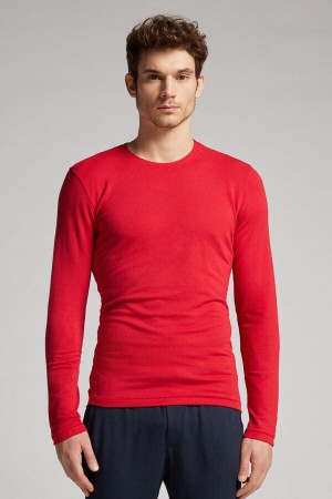 Red Intimissimi Modal-Cashmere Men Long Sleeve | tNDfUpDW