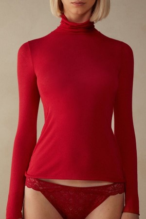 Red Intimissimi Modal Cashmere Ultralight High-Neck Women Long Sleeve | r2N6D0D2