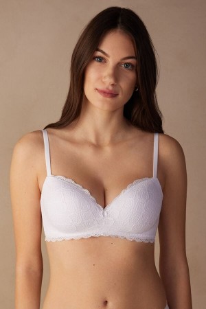 White Intimissimi Claudia Balconette Lace Women Bra | 35eGiBD8