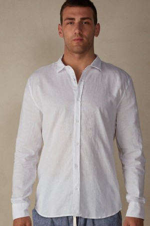 White Intimissimi Linen And Cotton Men Shirt | gpH3rhlD