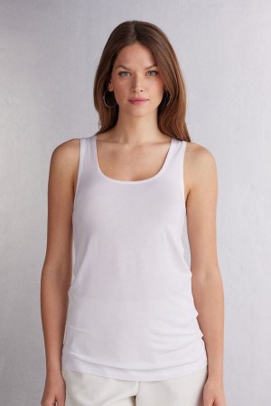 White Intimissimi Long Micromodal Women Tank Top | zI0YxmIl