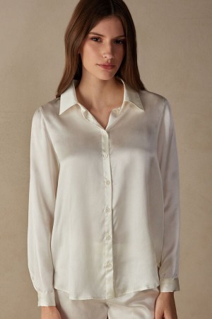 White Intimissimi Silk Women Shirt | 2lJKZoub