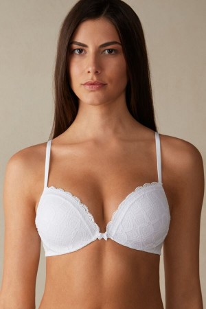 White Intimissimi Silvia Push-Up Lace Women Bra | ajwHUsvq