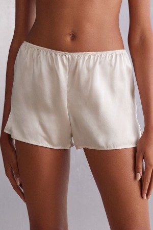 White Intimissimi Smooth Silk-Satin Women Shorts | ep8DAei8