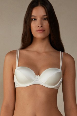 White Intimissimi Sofia Natural Lift Balconette Silk Women Bra | hGyfmwGA