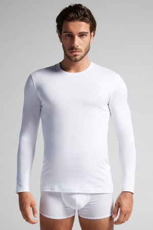 White Intimissimi Stretch Superior Cotton Men Long Sleeve | 5TTa8xWT