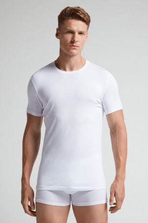 White Intimissimi Stretch Superior Cotton Men T-Shirt | slYuF9lY