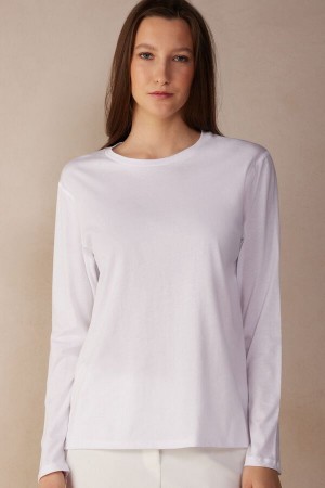 White Intimissimi Superior Cotton Oversized Women Long Sleeve | cUiKuDvi