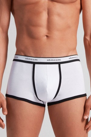 White / Black Intimissimi Superior Cotton With Logo Men Boxer | rUshs5oT