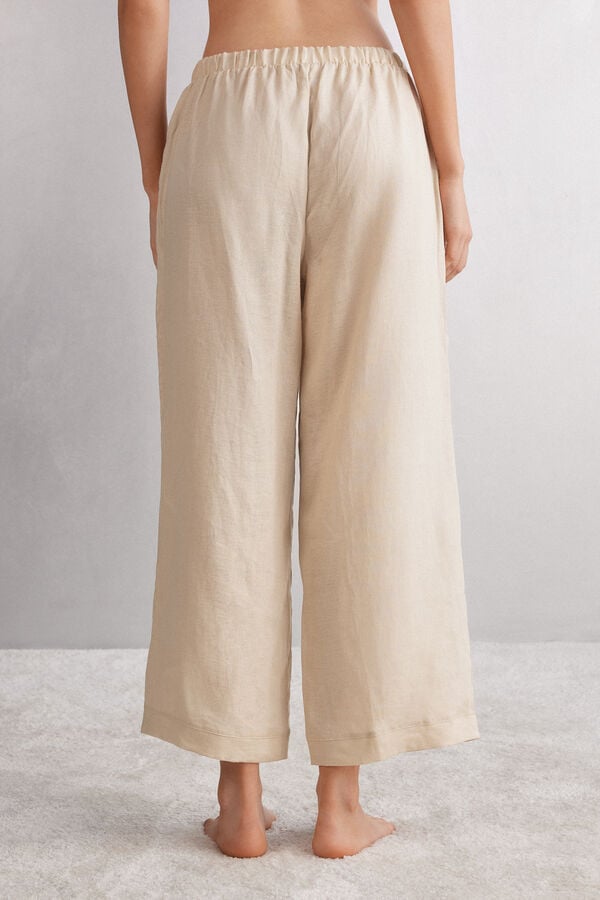 Beige Intimissimi Full Length Linen Cloth With Drawstring Women Pants | Fzpcy3Zk