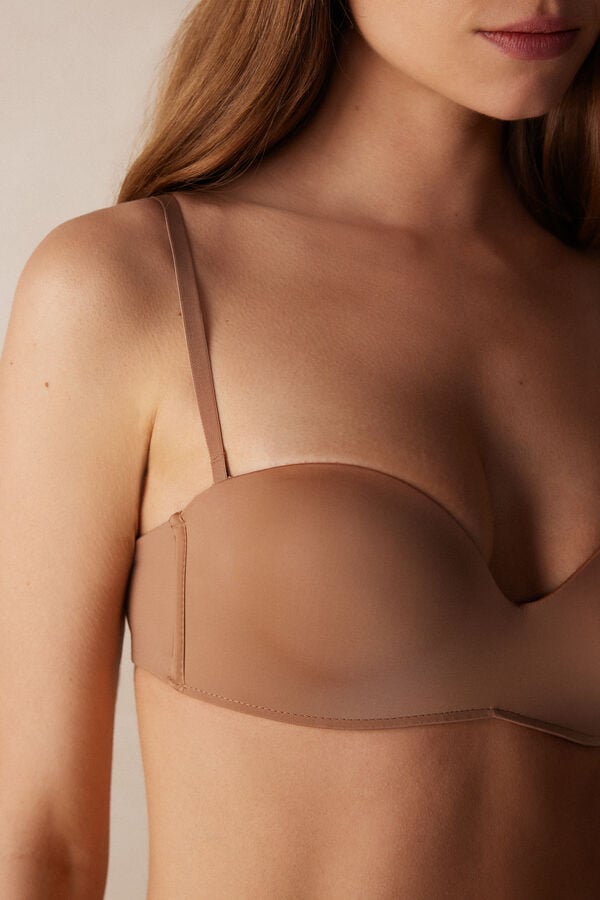 Beige Intimissimi Gioia Bandeau Ultralight Microfiber Women Bra | gBYT97RH