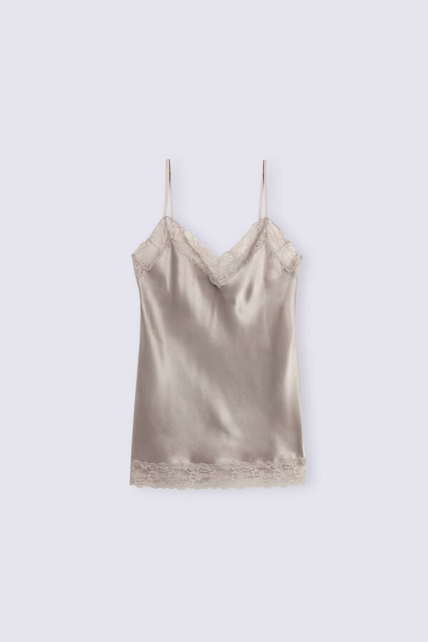 Beige Intimissimi Lace And Silk Women Tank Top | Kk85nvWW