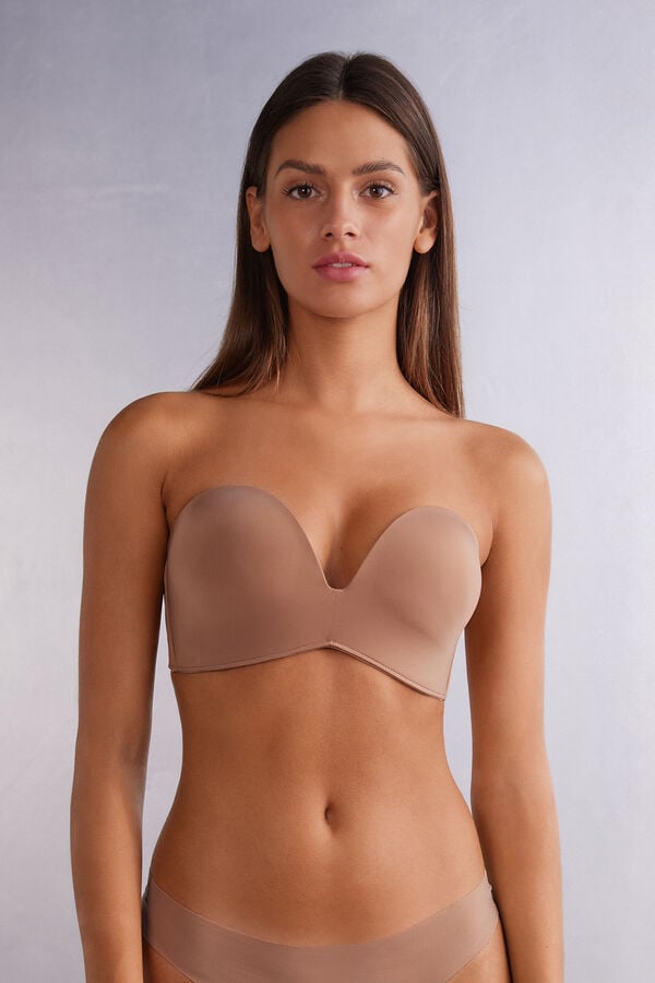 Beige Intimissimi Laura Bandeau Ultralight Microfiber Women Bra | hm6ZDKkQ