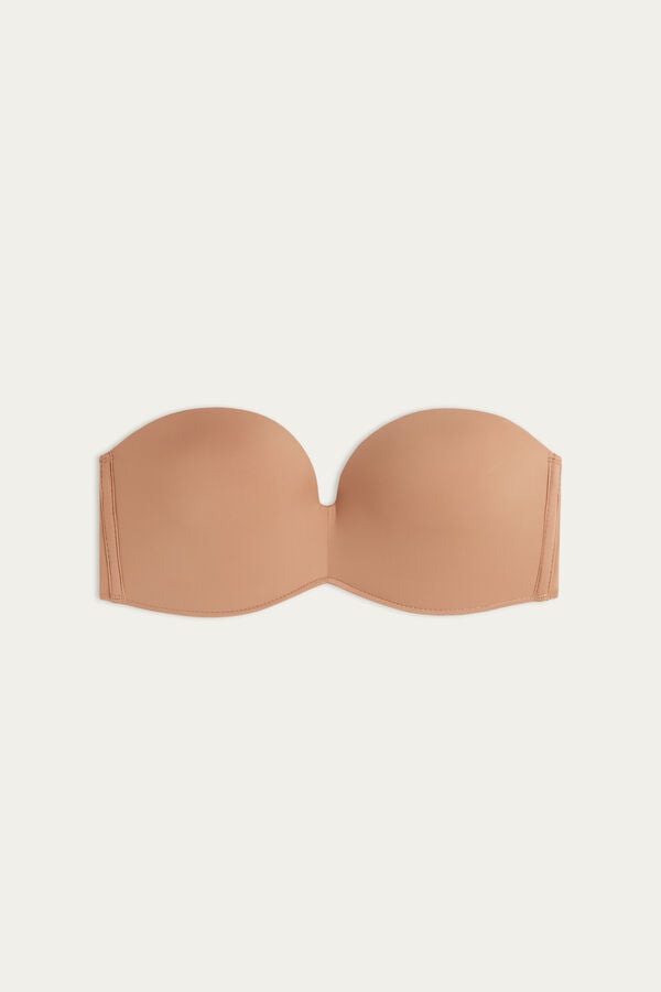 Beige Intimissimi Laura Microfiber Bandeau Women Bra | mHCJaRX3