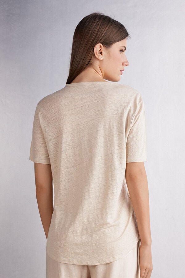 Beige Intimissimi Linen Women Short Sleeve | Aj14NUxI