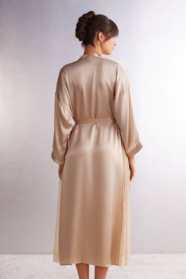 Beige Intimissimi Living In Luxe Long Silk Women Robe | 4JczKoto