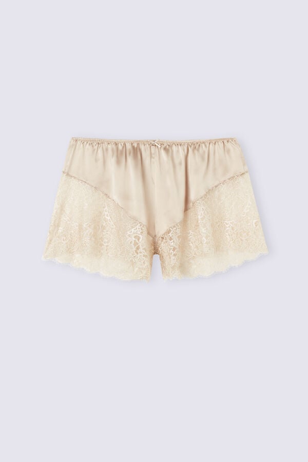 Beige Intimissimi Living In Luxe Silk And Lace Women Shorts | w7pYhilf