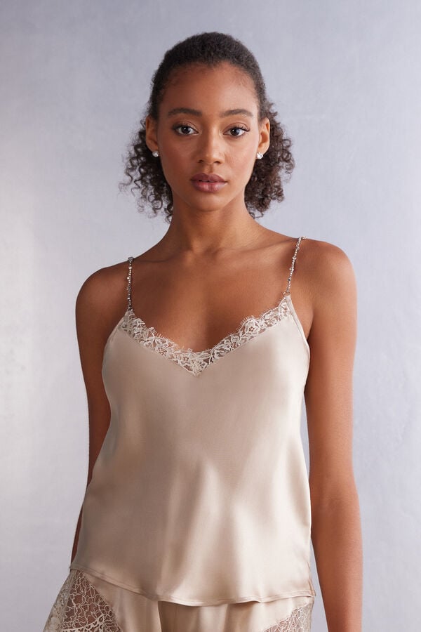 Beige Intimissimi Living In Luxe Silk Camisole Women Tank Top | ji015su1