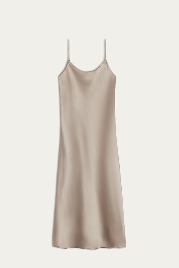 Beige Intimissimi Midi-Length Slip In Silk Women Pajamas | UI5xUp4x