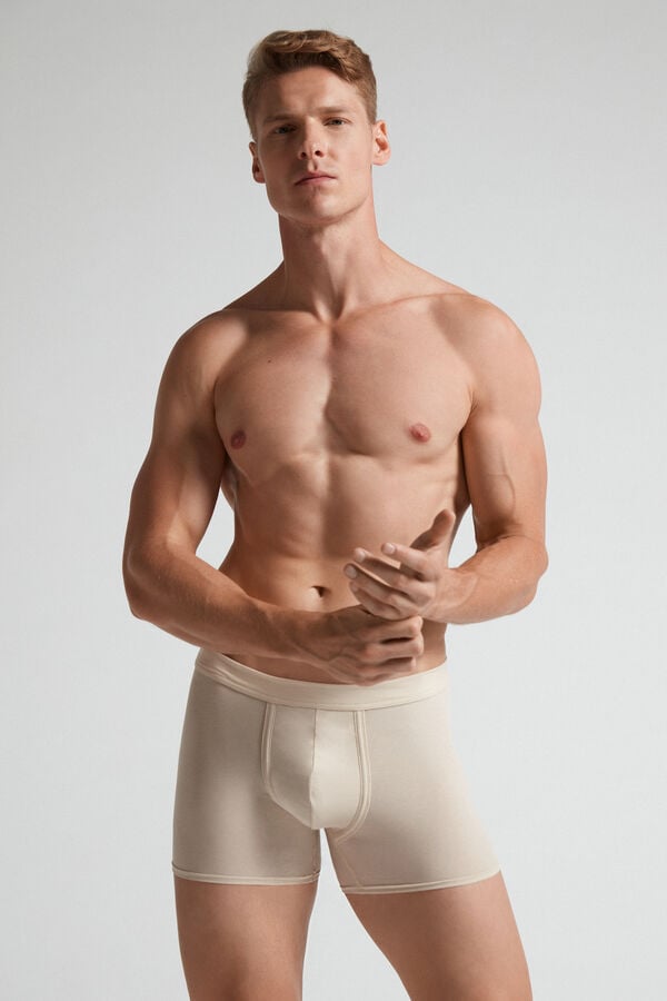 Beige Intimissimi Natural Fresh Cotton Men Boxer | 9z8RJQuS