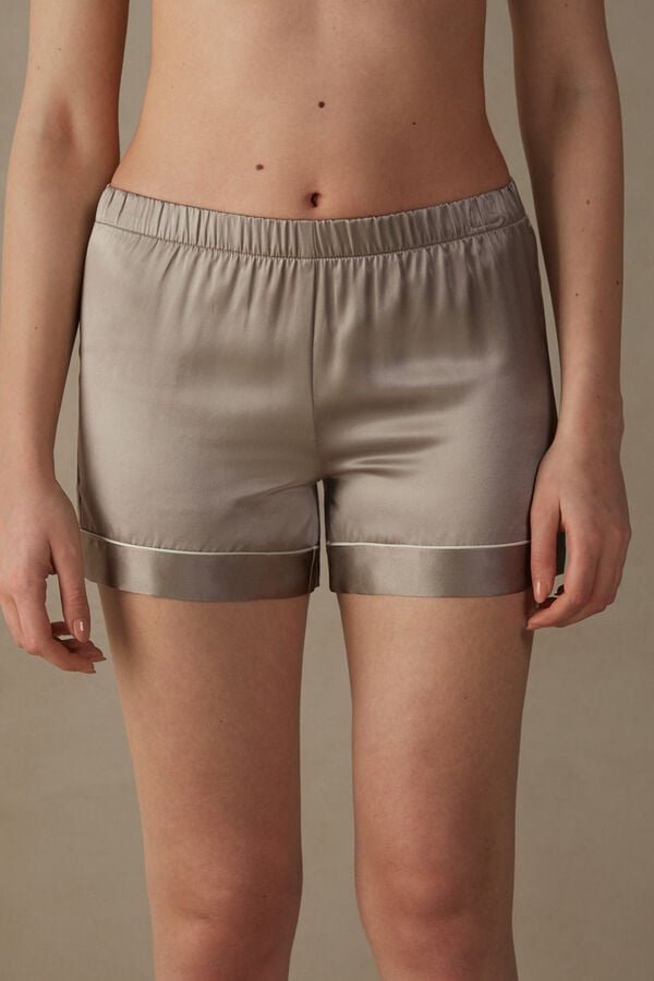 Beige Intimissimi Silk With Contrast Trim Women Shorts | Q1wgKzt1