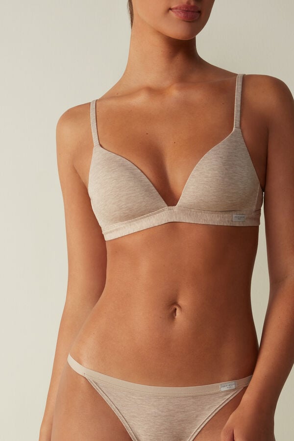 Beige Intimissimi Tiziana Triangle Cotton Women Bra | nh4a0tT4