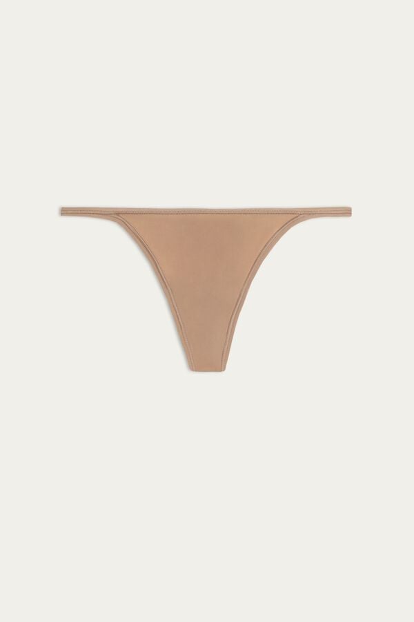 Beige Intimissimi Ultralight Microfiber Straps Women Thong | sSQNCqzH