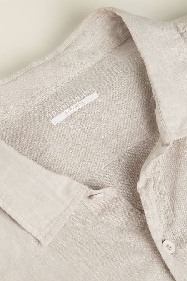 Beige White Intimissimi Linen And Cotton Men Shirt | jmUgqD6e