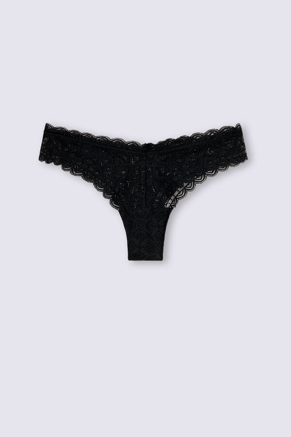 Black Intimissimi 80s-Style Lacezilian Women Briefs | hAtmF5mR