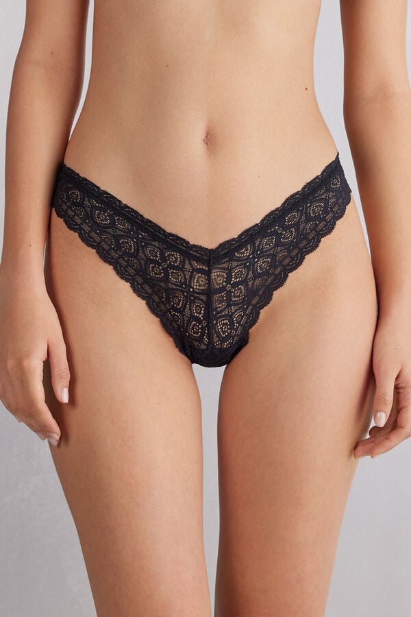 Black Intimissimi 80s-Style Lacezilian Women Briefs | hAtmF5mR