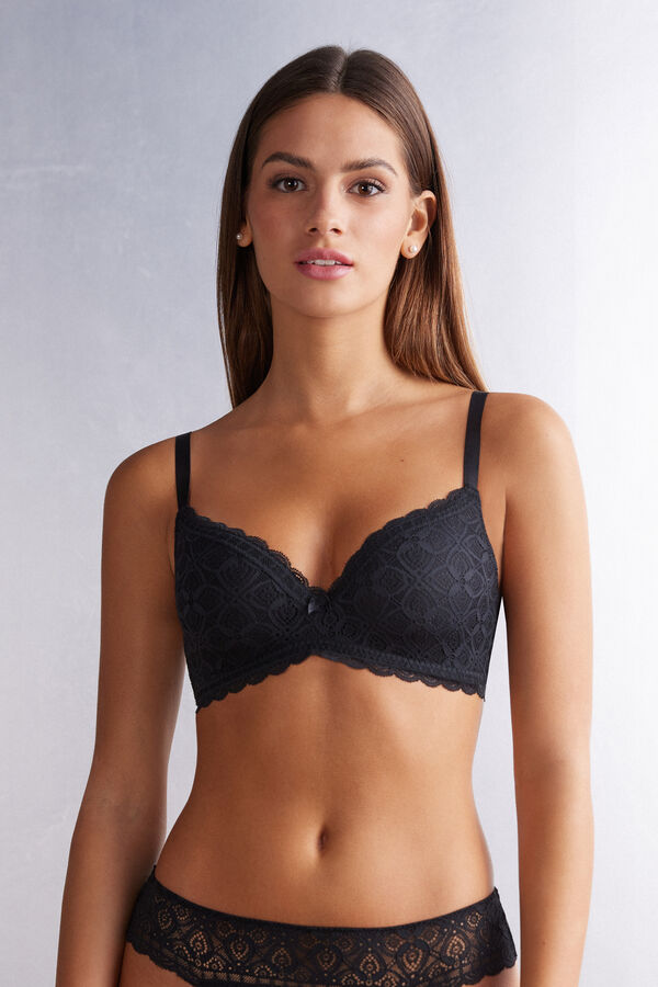 Black Intimissimi Adele Triangle Lace Women Bra | uTDbhWNa