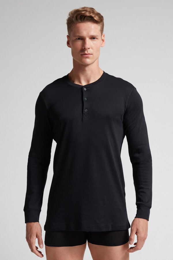 Black Intimissimi Cottons Men Long Sleeve | 8gNUURte