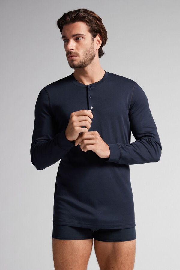 Black Intimissimi Cottons Men Long Sleeve | Y5YgihD6