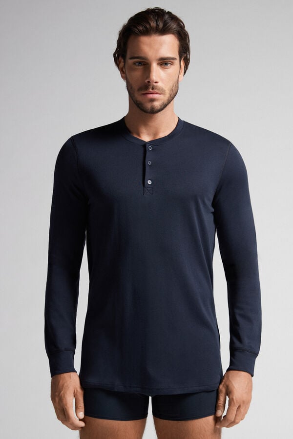 Black Intimissimi Cottons Men Long Sleeve | Y5YgihD6