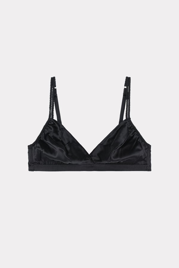 Black Intimissimi Emma Refined Everydaylette Triangle Silk Women Bra | JIDswih0