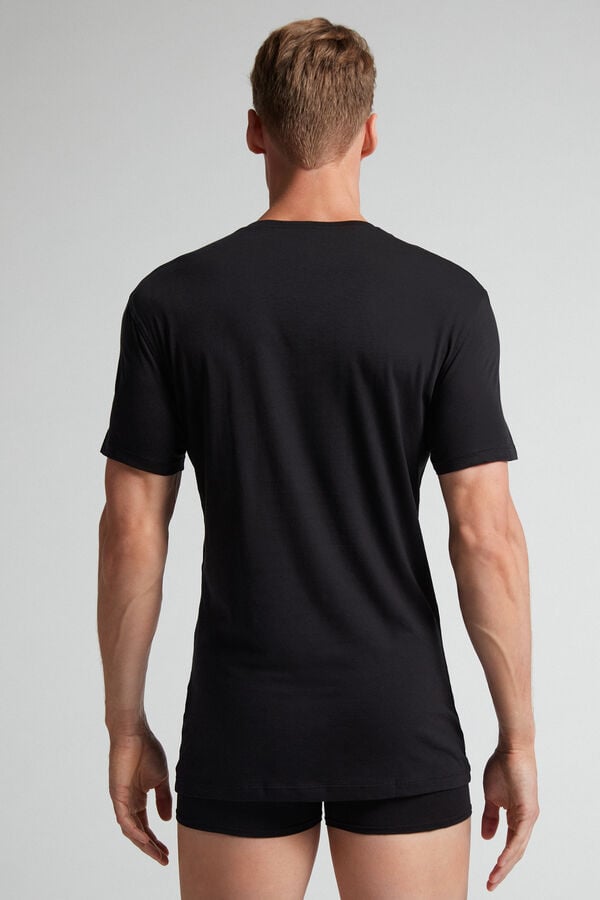 Black Intimissimi Extrafine Superior Cotton Men T-Shirt | Dx9zwxte