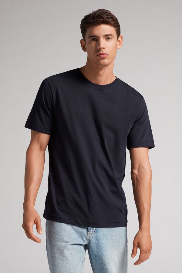 Black Intimissimi Extrafine Superior Cotton Regular Fit Men T-Shirt | 21xK2zue