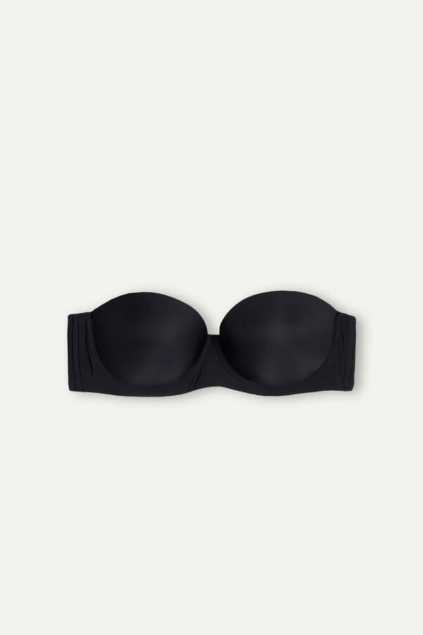 Black Intimissimi Giada Microfiber Bandeau Women Bra | aFuCNop0