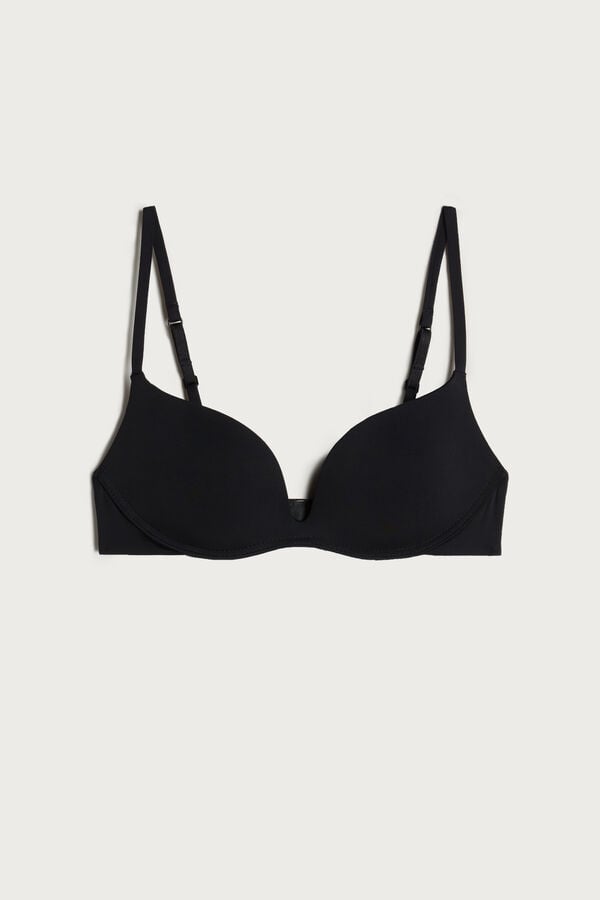 Black Intimissimi Gioia C-D Cup Microfiber Super Push-Up Women Bra | fHBr9xlb