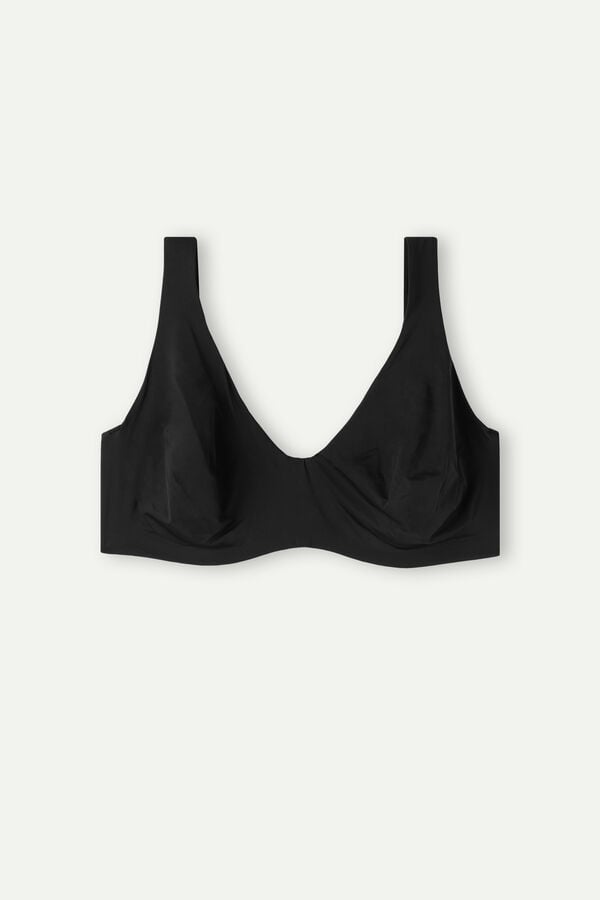 Black Intimissimi Greta Comfort Lounge Balconette Ultralight Microfiber Women Bra | H4gDWUwl