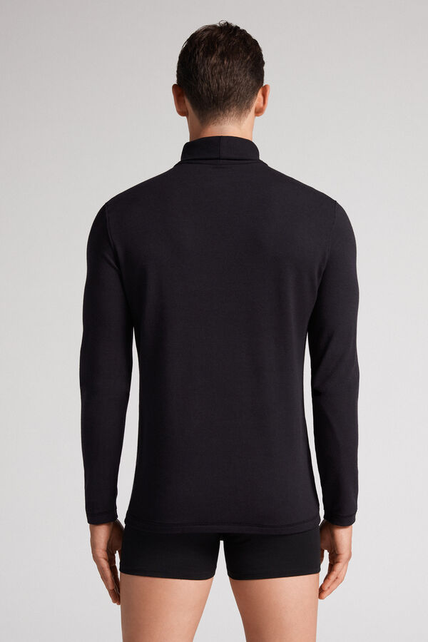 Black Intimissimi High-Neck Modal-Cashmere Men Long Sleeve | R1jfBxma